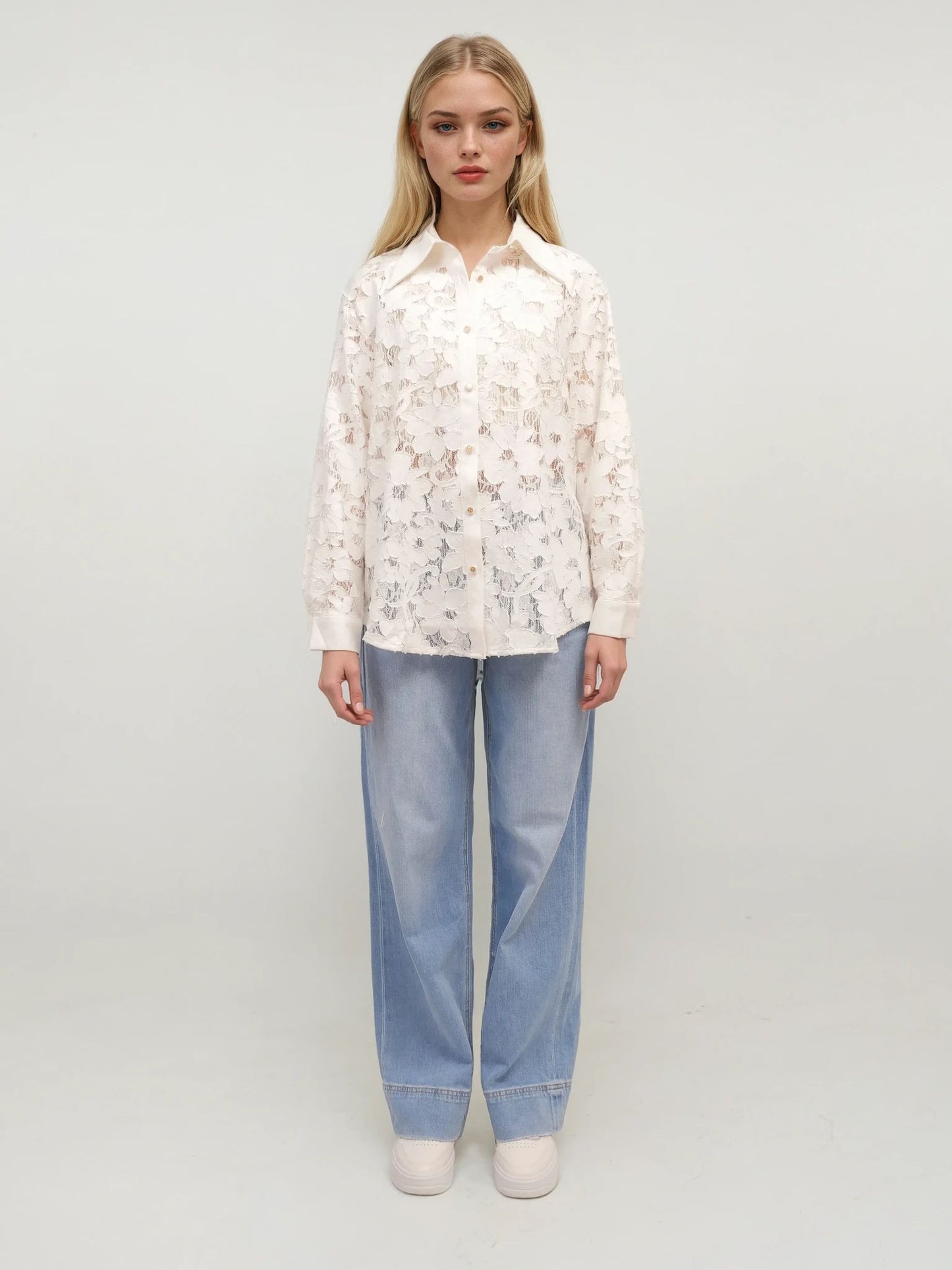 Lace Button-Up Shirt – Ethereal Essence – MJ254848