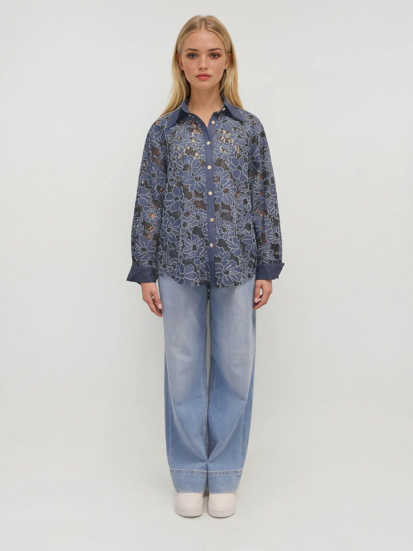 Lace Button-Up Shirt – Ethereal Essence – MJ254848
