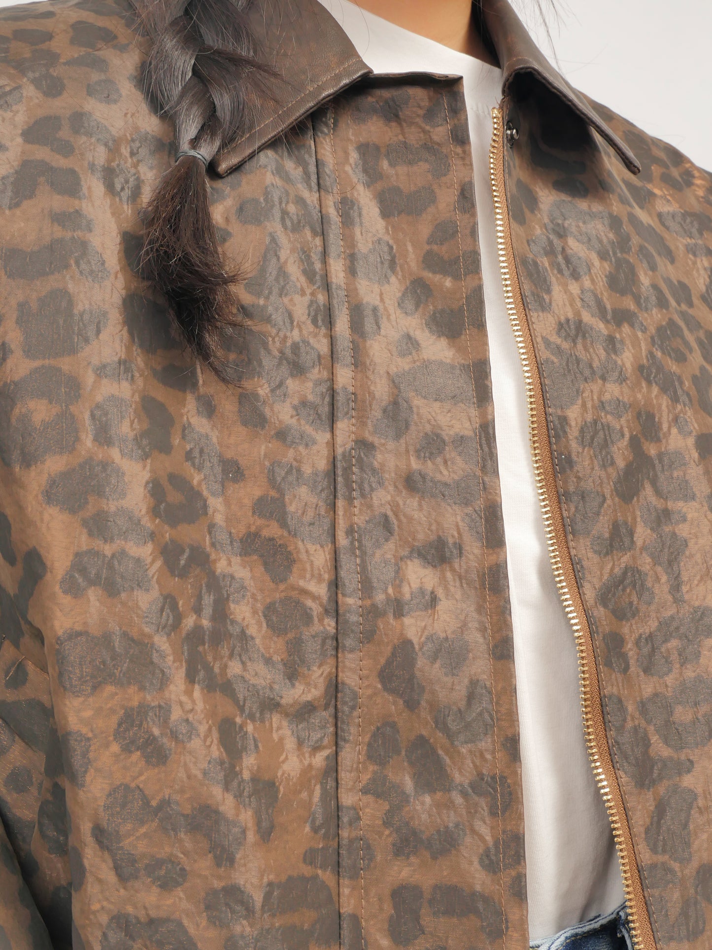 Leopard Faux Leather Jacket – Wild Code – MJ263916