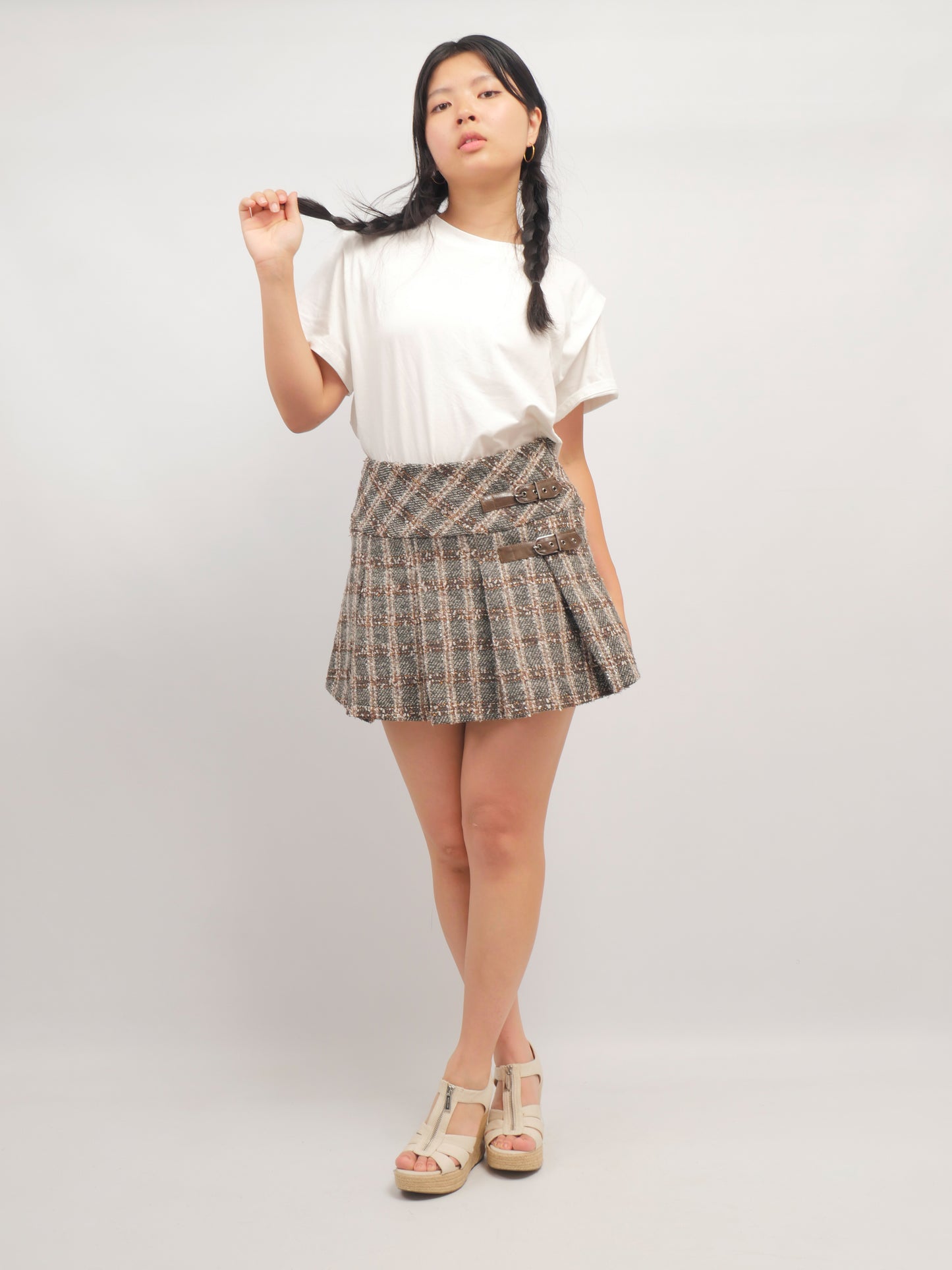 Plaid Pleated Mini Skort – Maple Study – MJ264454