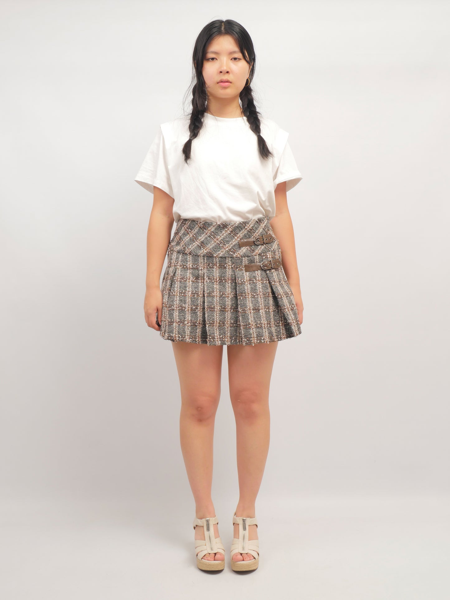 Plaid Pleated Mini Skort – Maple Study – MJ264454