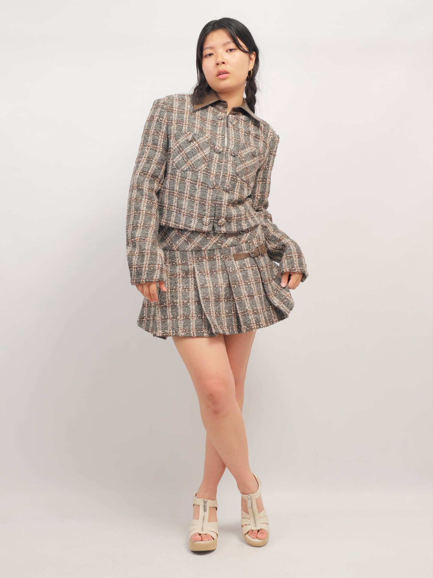 Plaid Pleated Mini Skort – Maple Study – MJ264454
