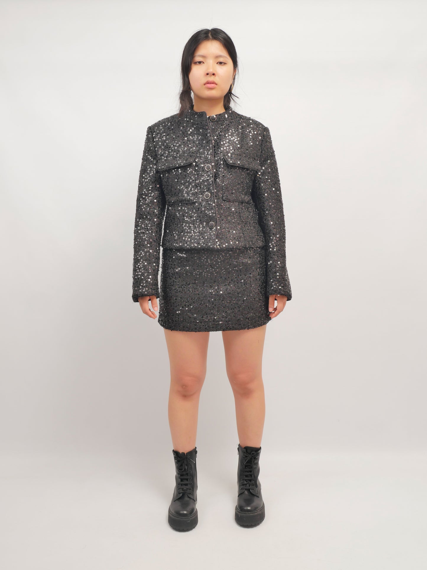 Paillette Cropped Jacket – Nuit Frisson – MJ264077