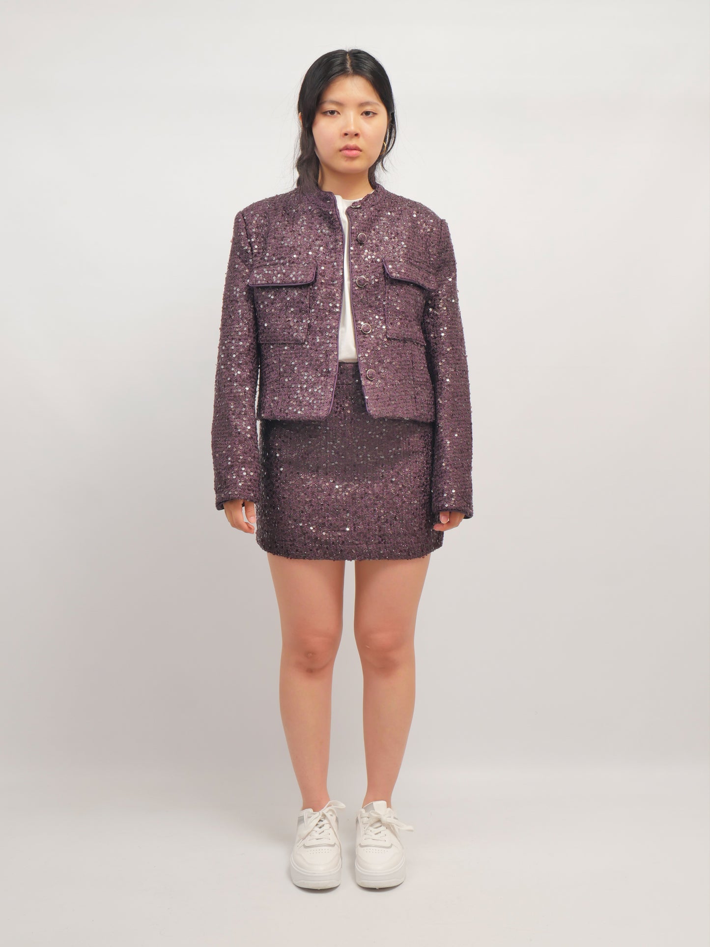 Paillette Cropped Jacket – Nuit Frisson – MJ264077
