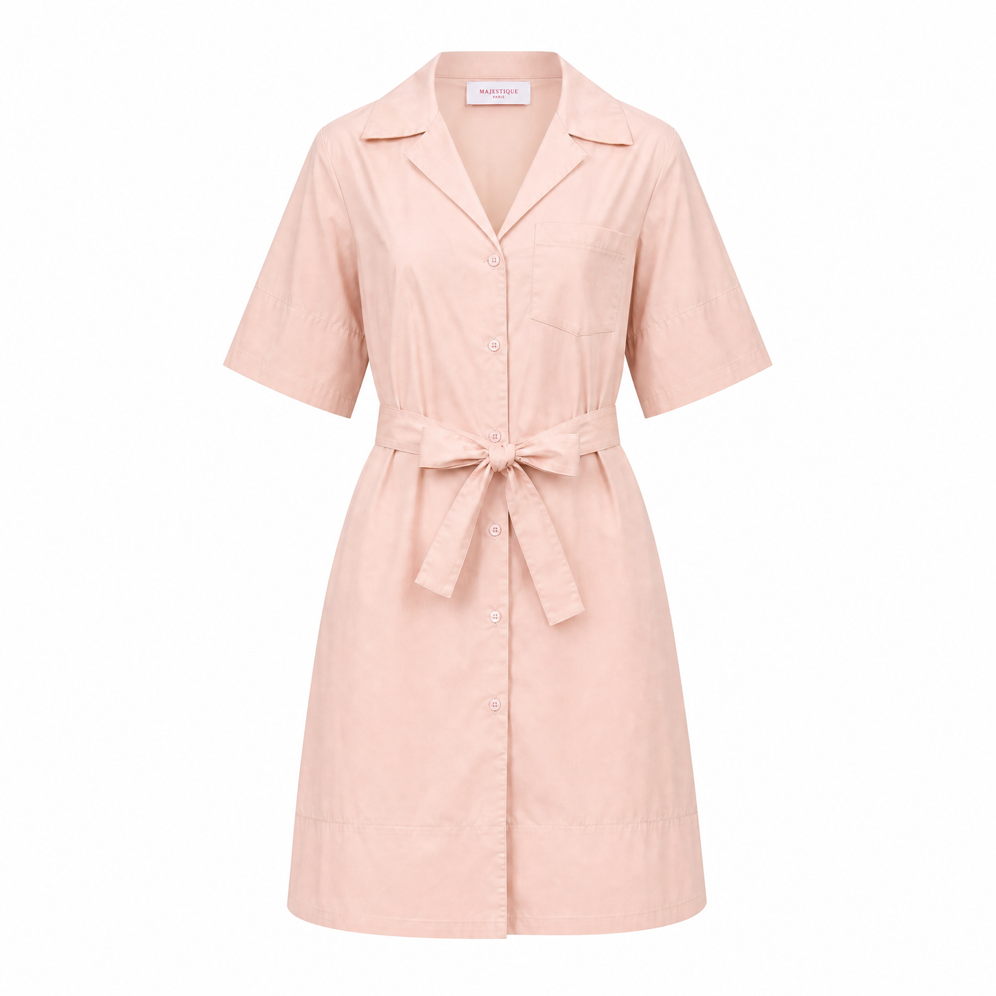 Robe chemise ceinturée en coton – Fil Blanc – MJ5424