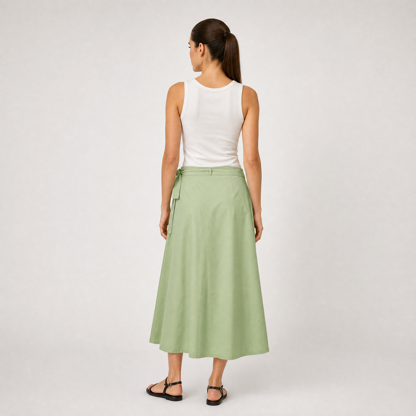 Jupe portefeuille midi – Fil Blanc – MJ4108