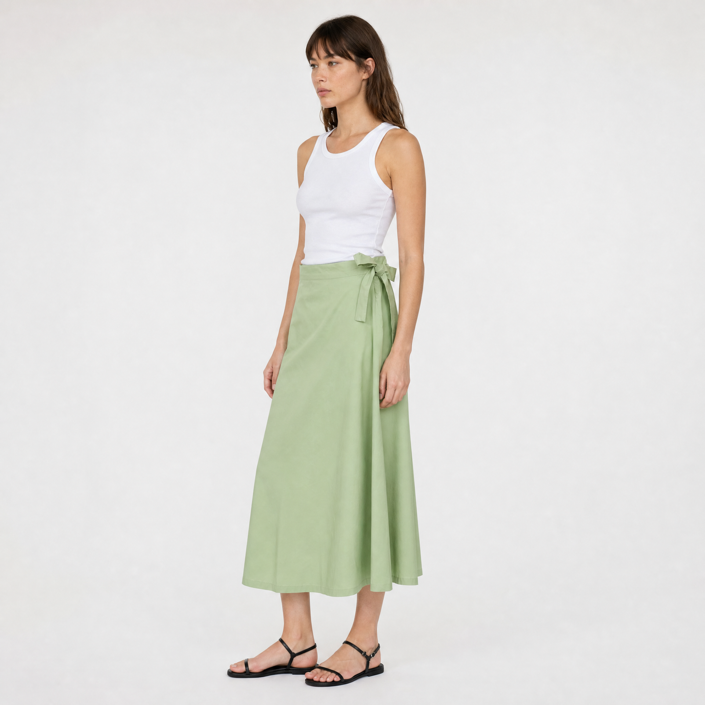 Jupe portefeuille midi – Fil Blanc – MJ4108