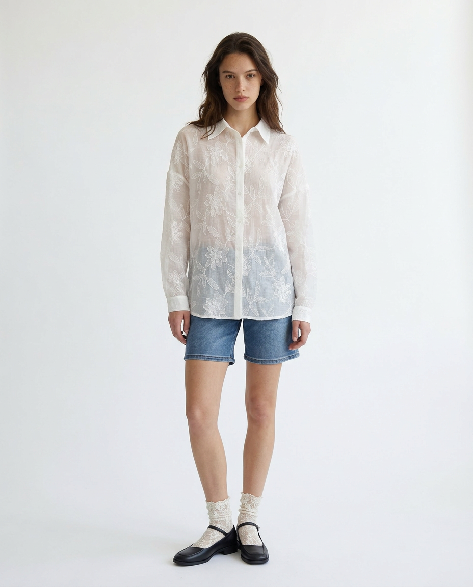 Blouse Ivoire À Drape Fluide – Ligne Opaline – MJ271681