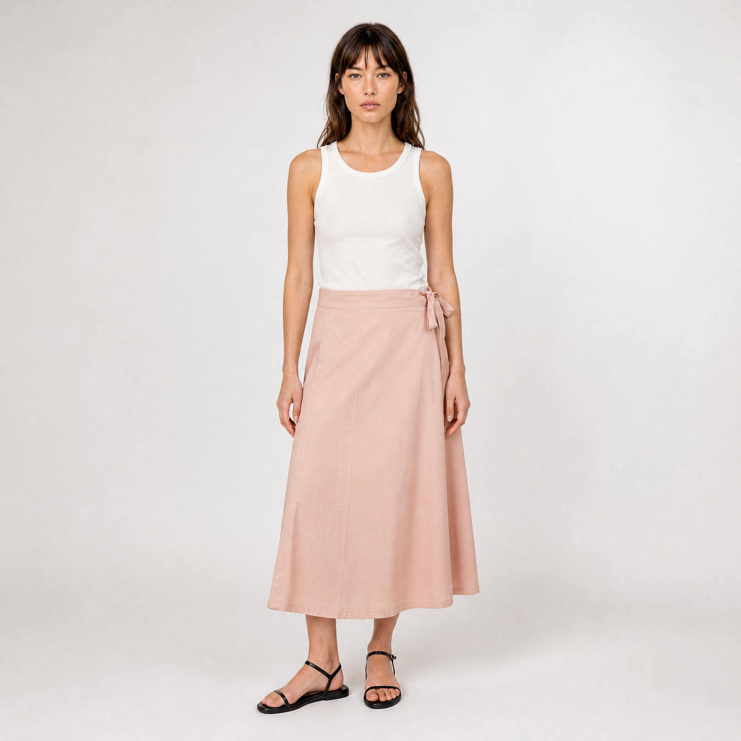 Jupe portefeuille midi – Fil Blanc – MJ4108