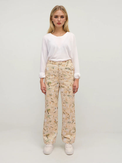 Wide-Leg Pants with Sequin Details – Ethereal Bloom – MJ255986