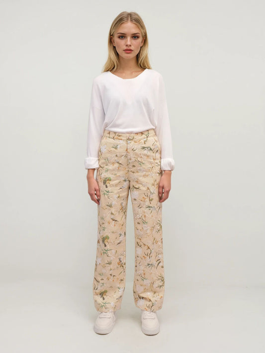 Wide-Leg Pants with Sequin Details – Ethereal Bloom – MJ255986