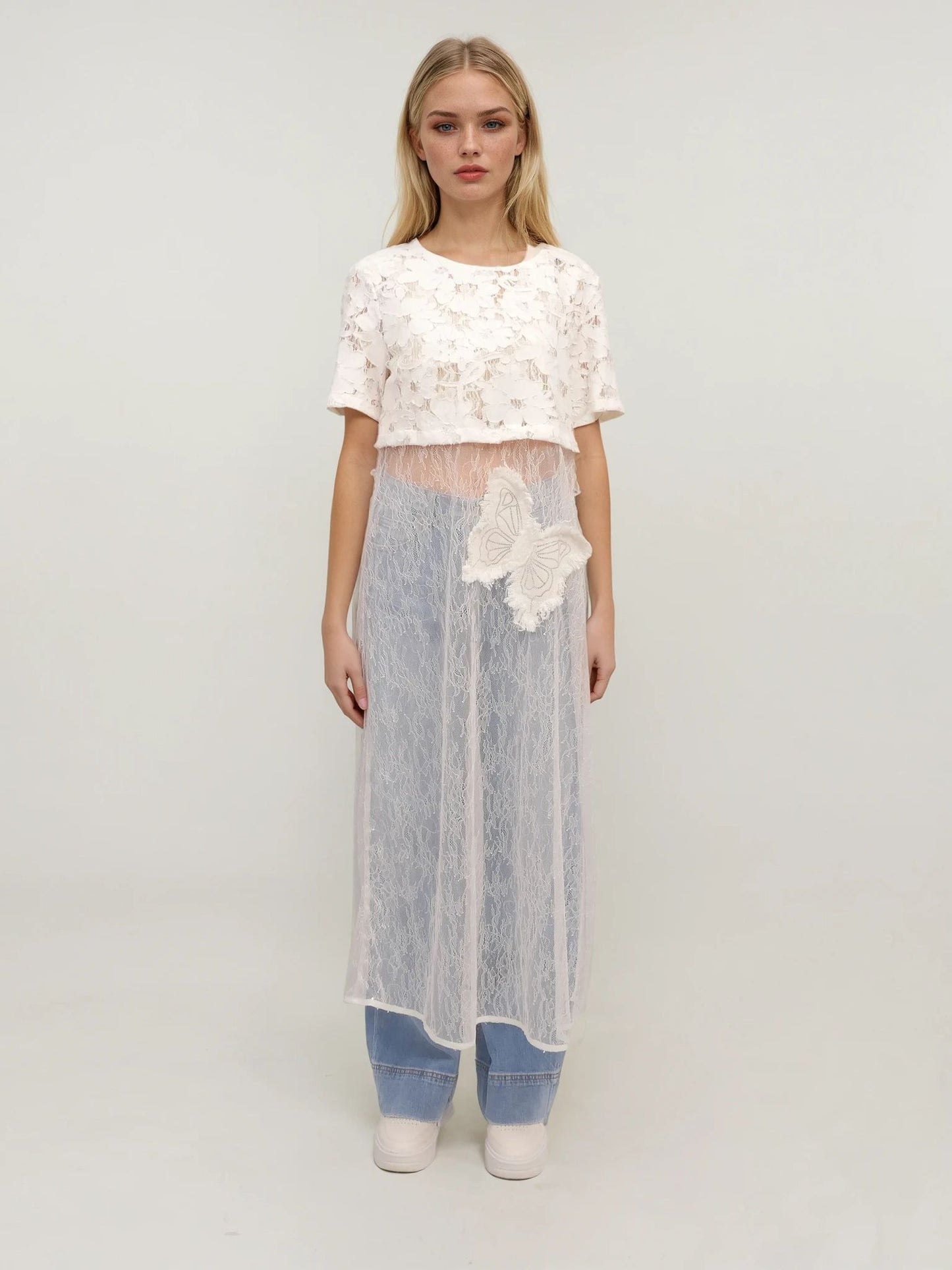 Lace Overlay Midi Dress – Ethereal Essence – MJ254829