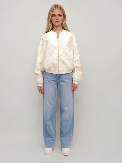 Blouson Bomber Brodé – Ivory Whisper – MJ255261