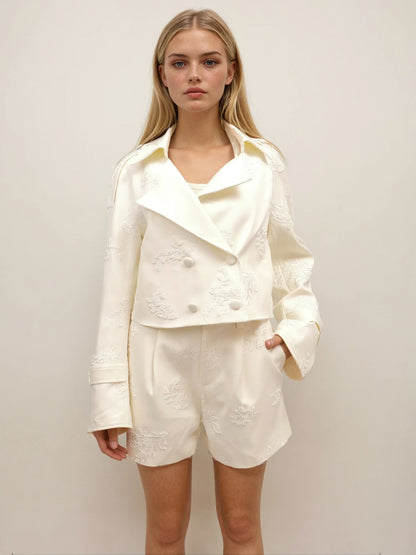 Cropped Embroidered Jacket – Ivory Grace – MJ256542