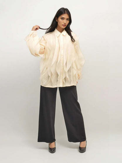 Sheer Sculpted Shirt – Whisper Elegance – MJ261960