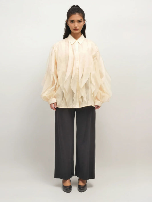 Sheer Sculpted Shirt – Whisper Elegance – MJ261960