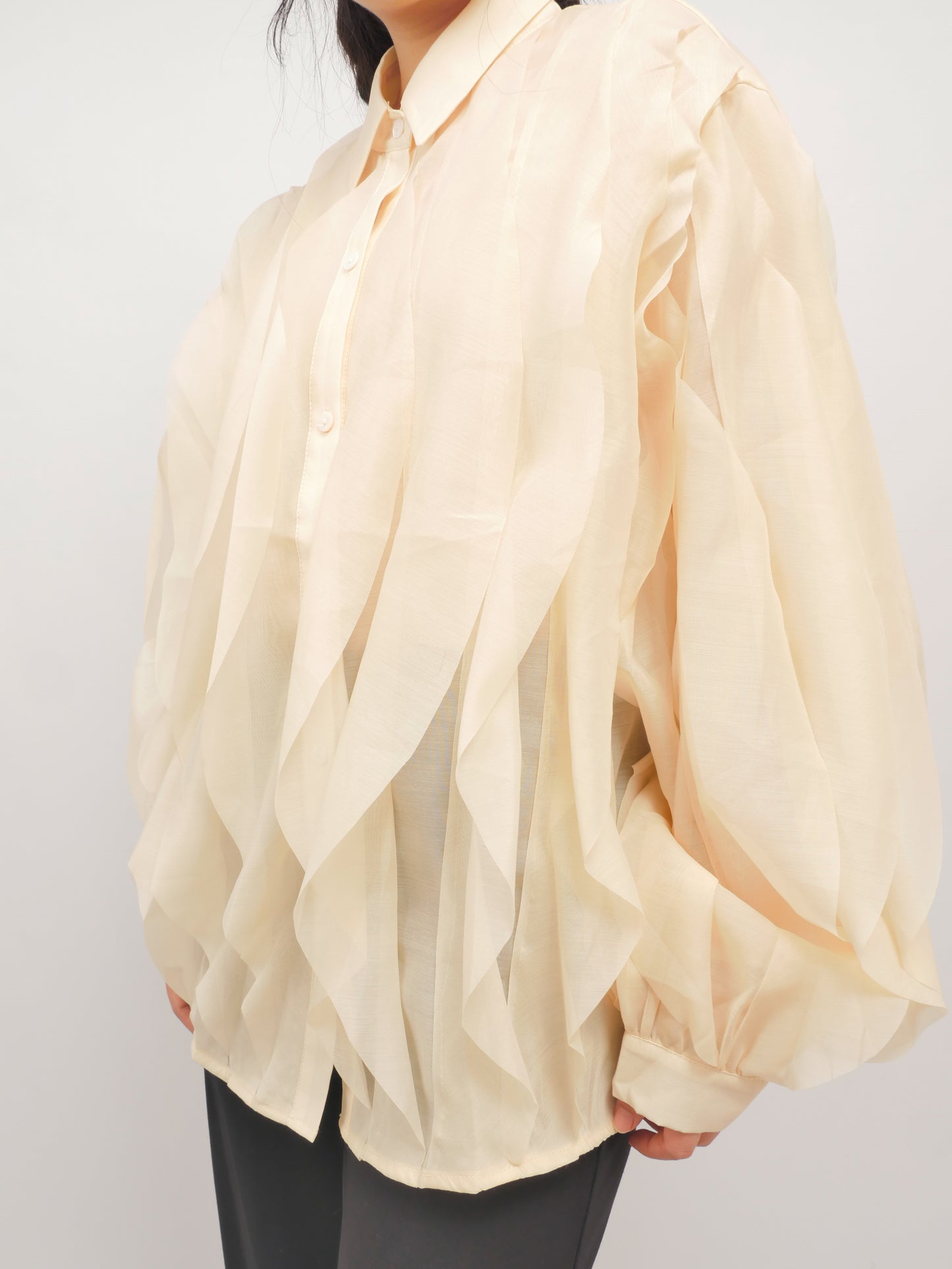Sheer Sculpted Shirt – Whisper Elegance – MJ261960