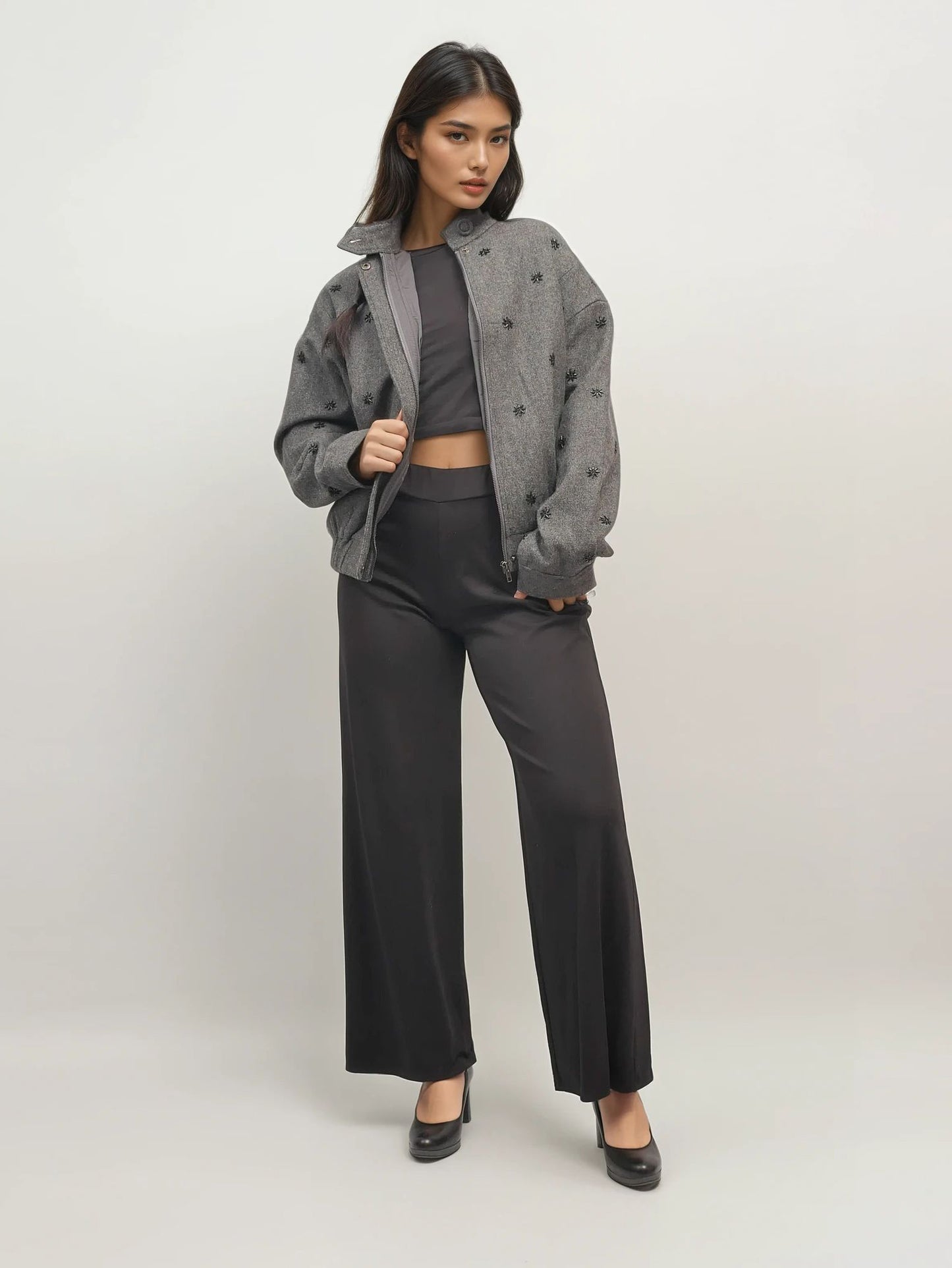 Sequin Detail Bomber – Shadow Thread – MJ264232