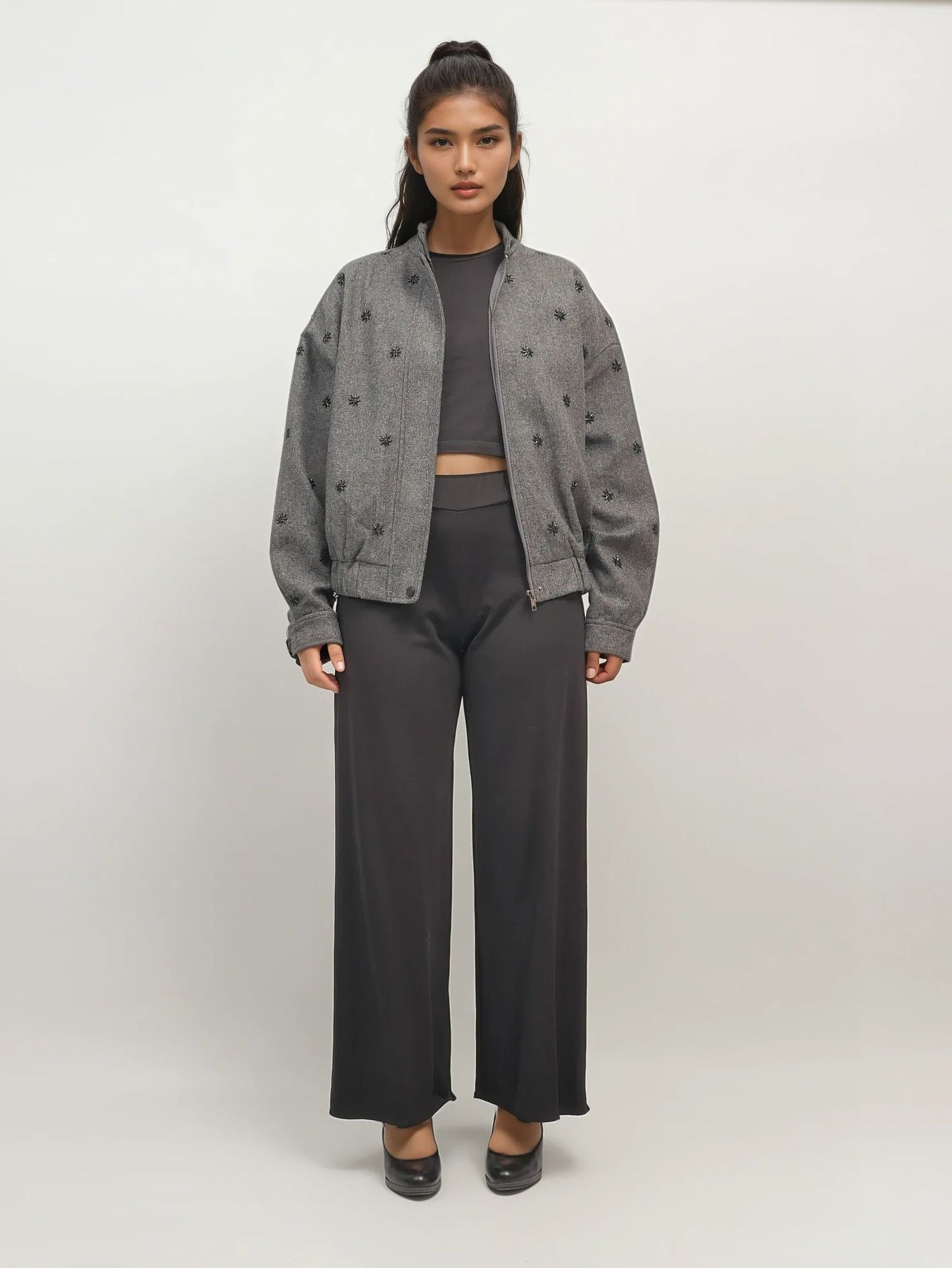 Sequin Detail Bomber – Shadow Thread – MJ264232