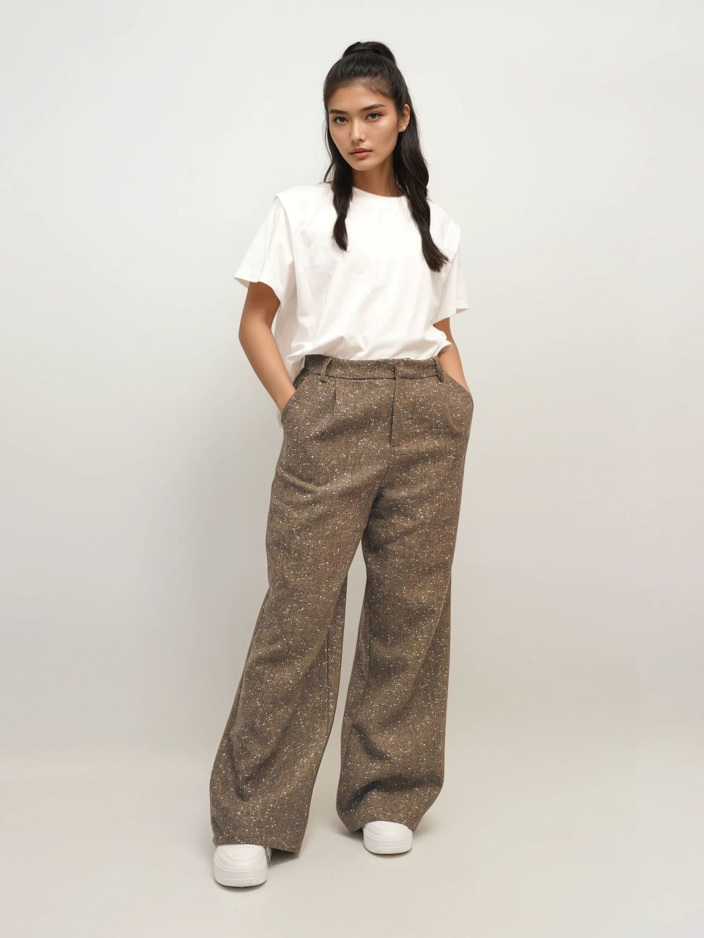 Wool Wide-Leg Trousers – Earth Weave – MJ266387