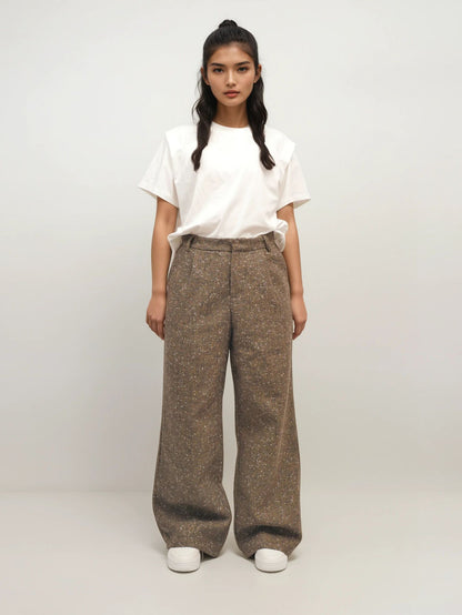 Wool Wide-Leg Trousers – Earth Weave – MJ266387