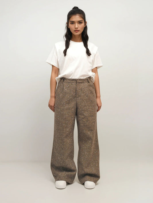 Wool Wide-Leg Trousers – Earth Weave – MJ266387