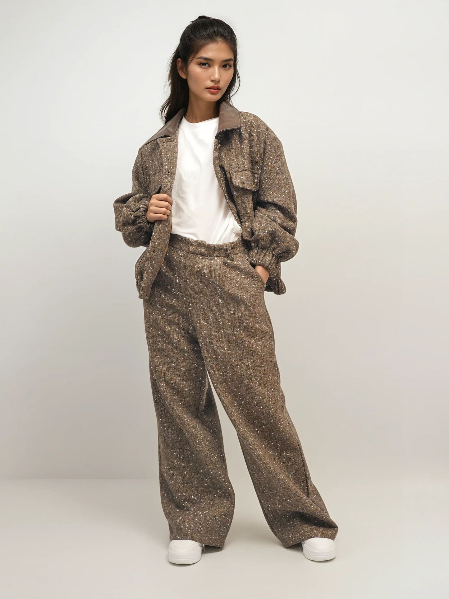 Wool Wide-Leg Trousers – Earth Weave – MJ266387