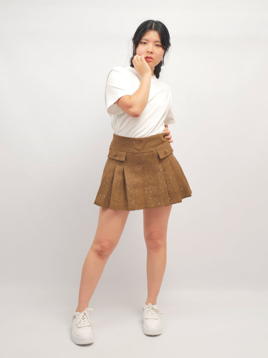 Wool Pleated Mini Skort – Terra Edge – MJ264781