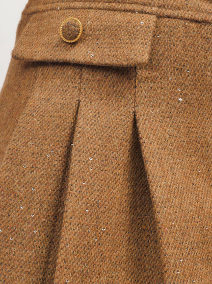 Wool Pleated Mini Skort – Terra Edge – MJ264781