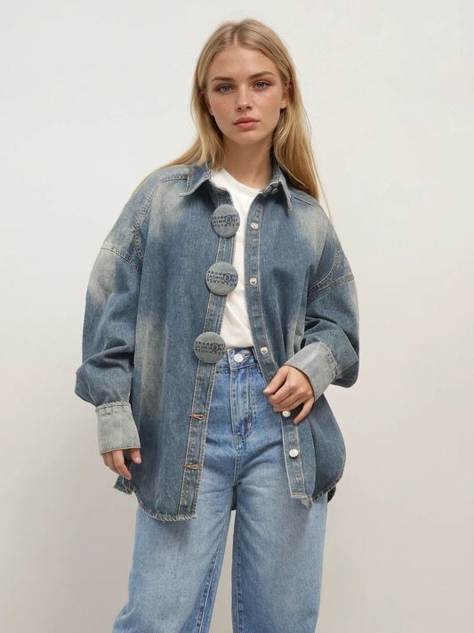 Oversized Denim Shirt – Moon Fade – MJ263763