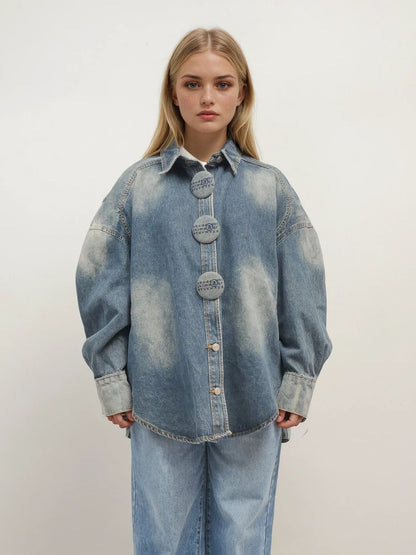 Oversized Denim Shirt – Moon Fade – MJ263763