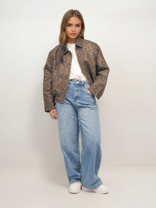 Leopard Faux Leather Jacket – Wild Code – MJ263916