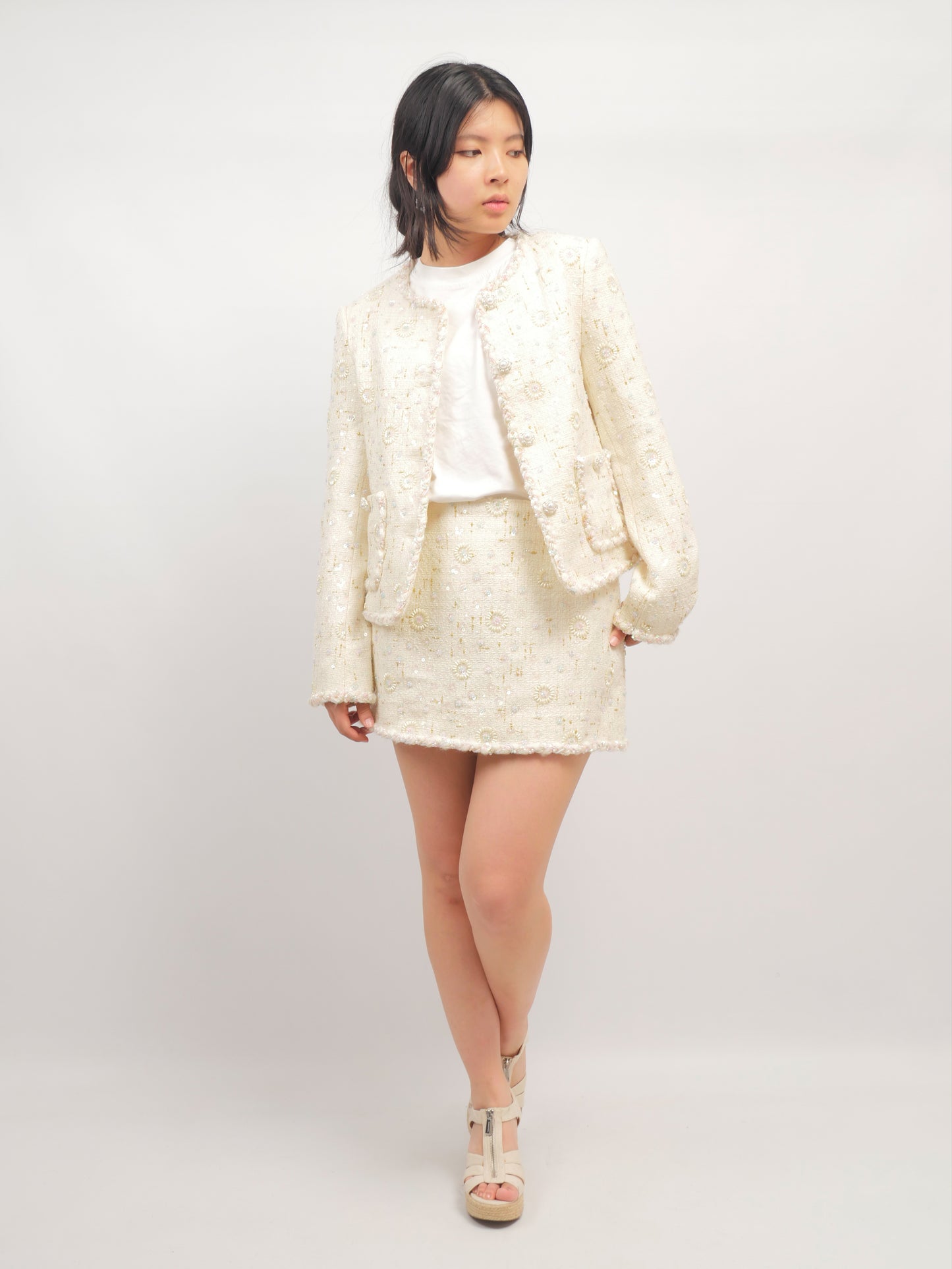 Textured Cream Jacket – Fleur Quietude – MJ260576