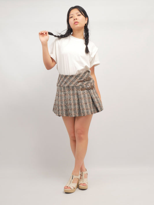 Plaid Pleated Mini Skort – Maple Study – MJ264454