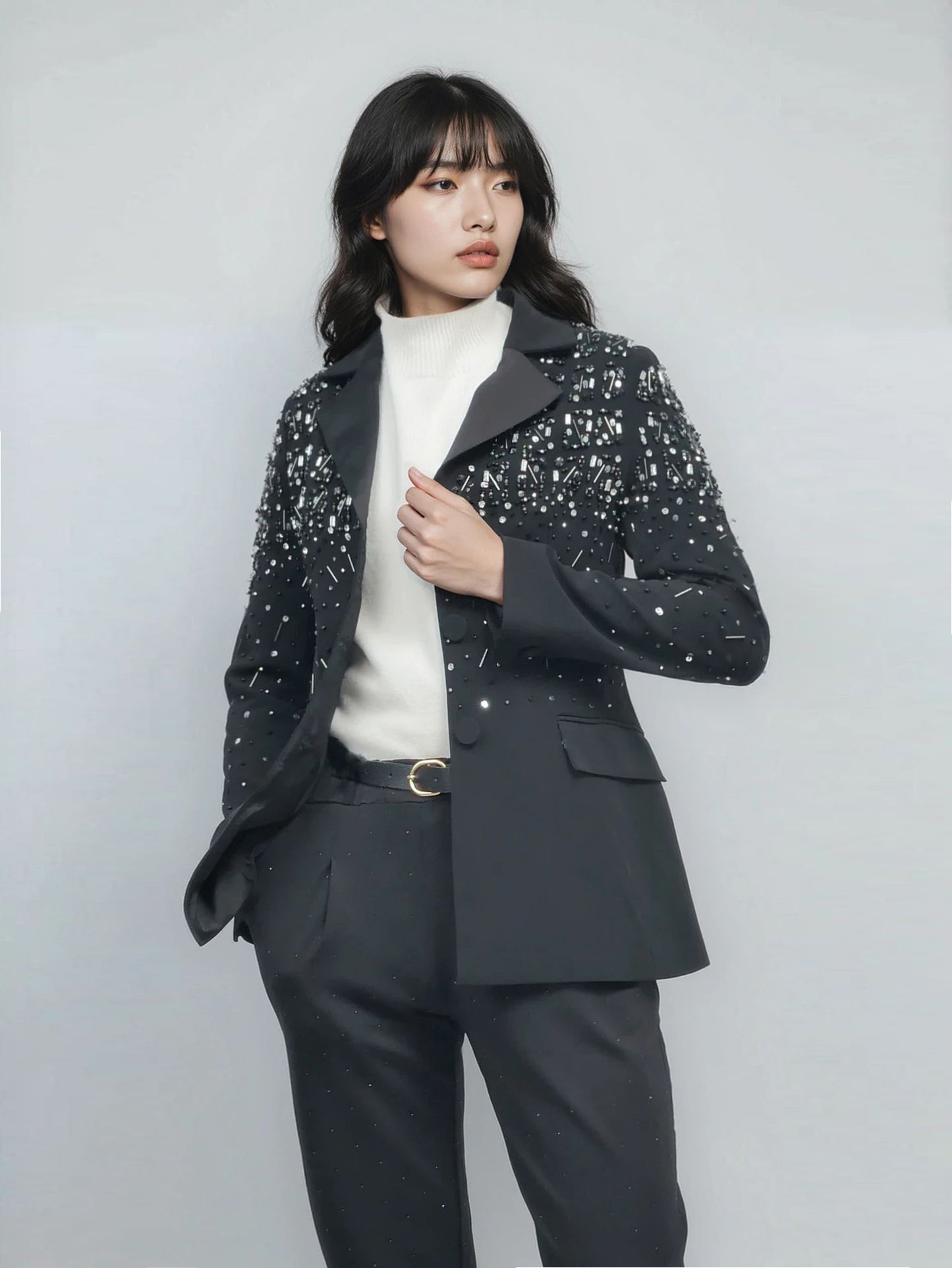 Embellished Blazer – Midnight Glint – MJ260117
