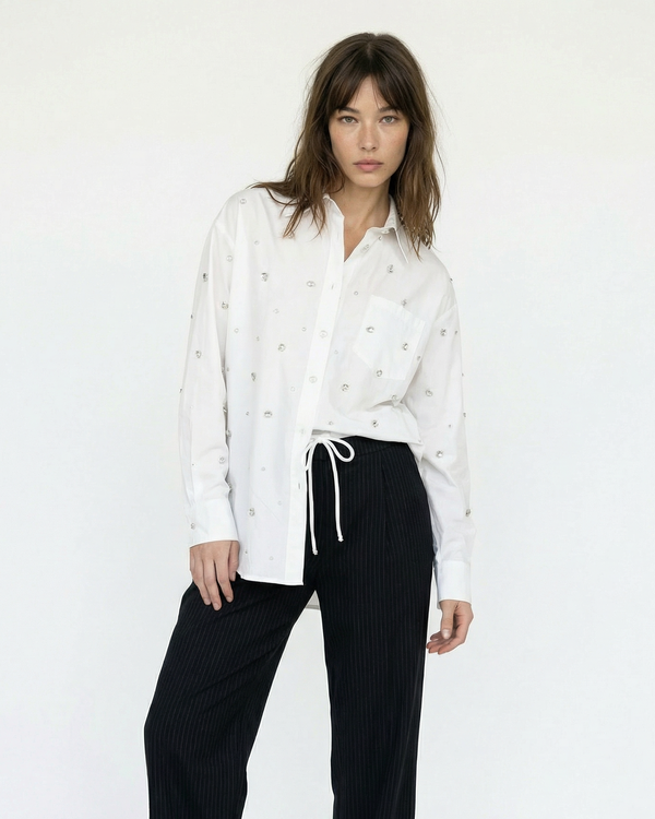 Ivory Micro-Motif Shirt – Chambre Lumière – MJ270698