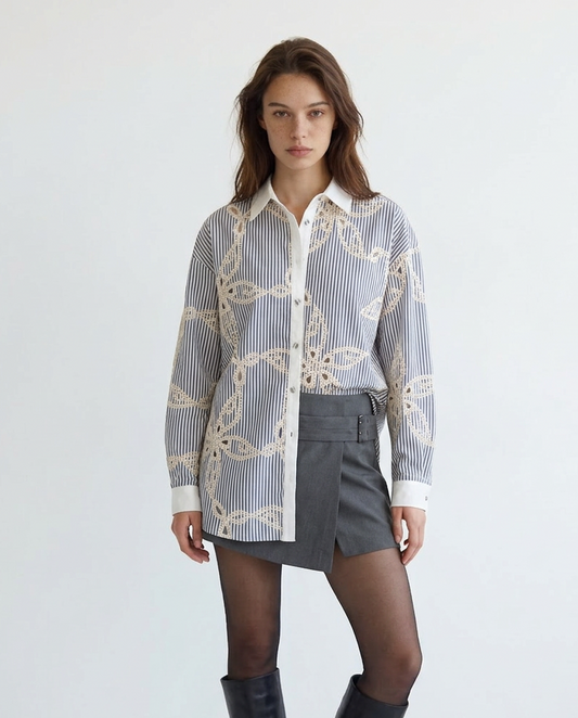 Noir Lace-Trace Shirt – Maison Ébène – MJ270697