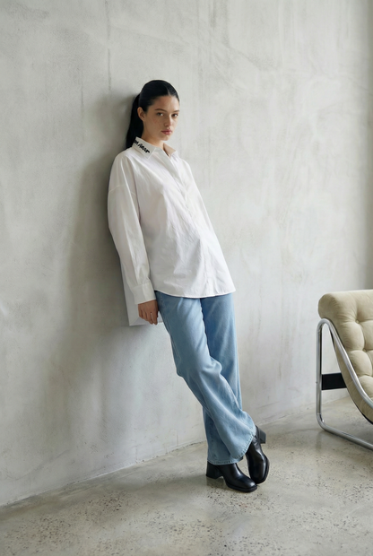 Pantalon Bleu Coton-Mélangé – Atelier Riviera – MJ271270