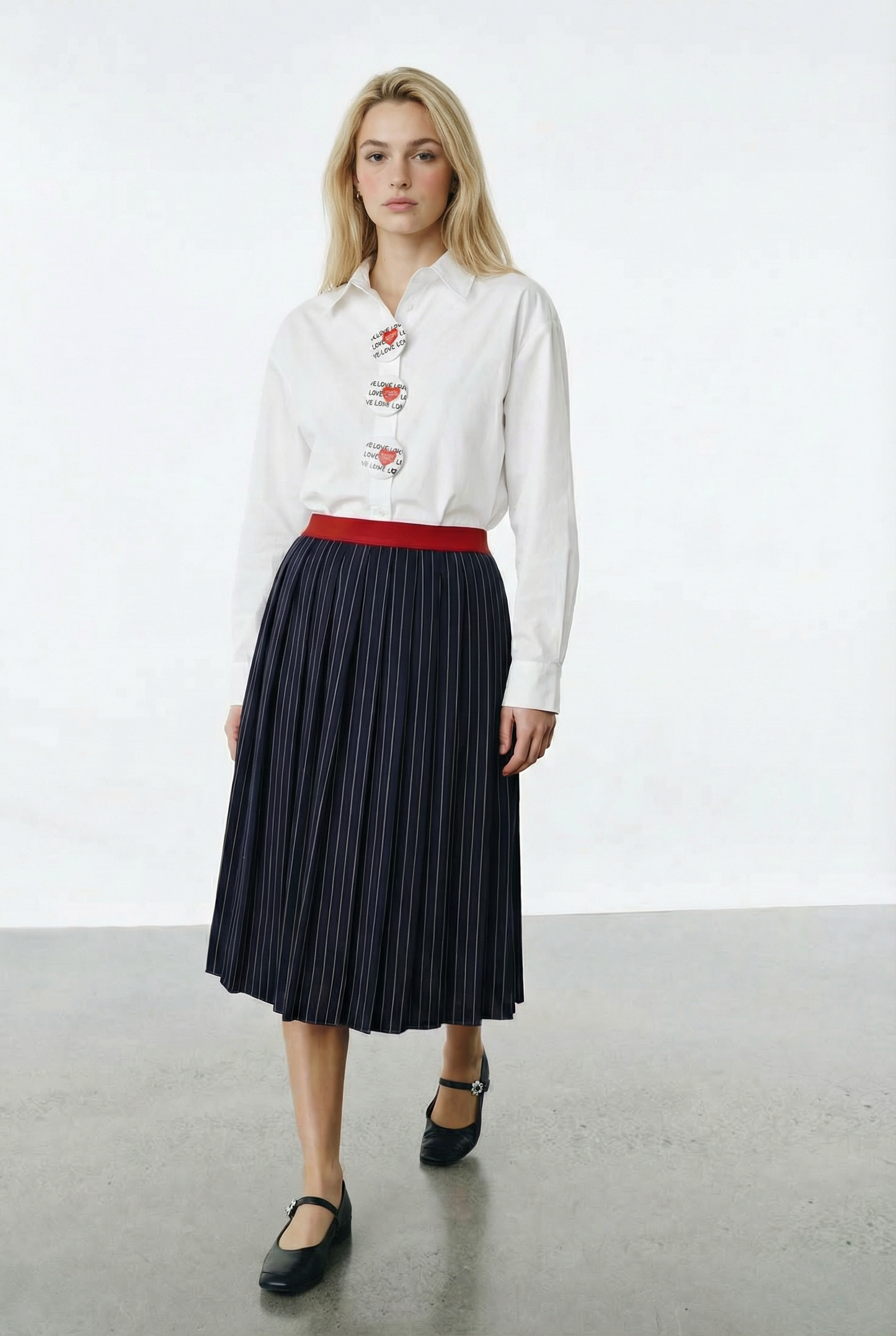 Cotton Statement-Button Shirt – Rive Céleste – MJ277129