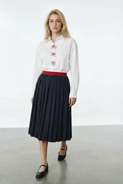 Cotton Statement-Button Shirt – Rive Céleste – MJ277129
