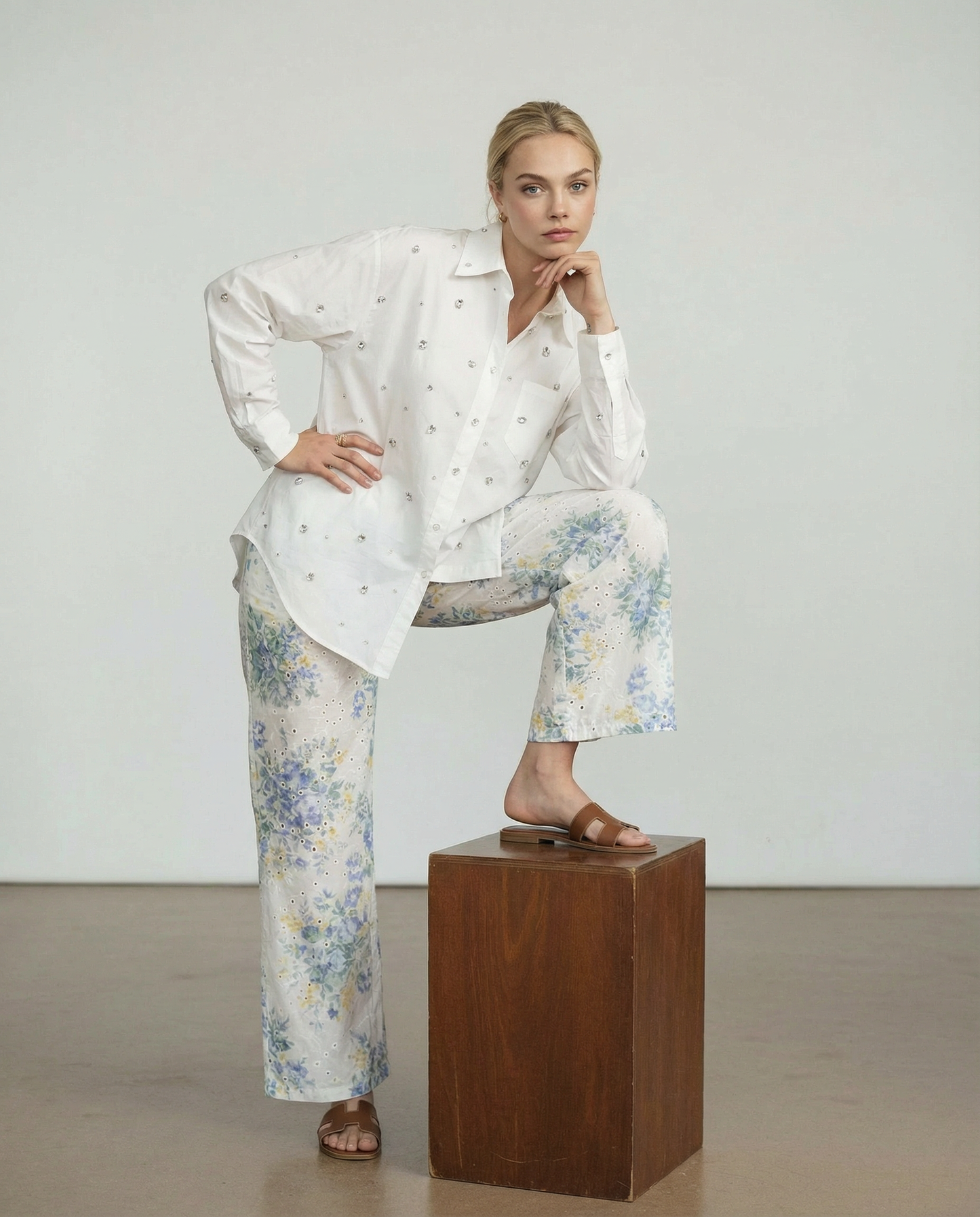 Pantalon Fluide Fleurie Bleu – Pavillon Azuré – MJ276372