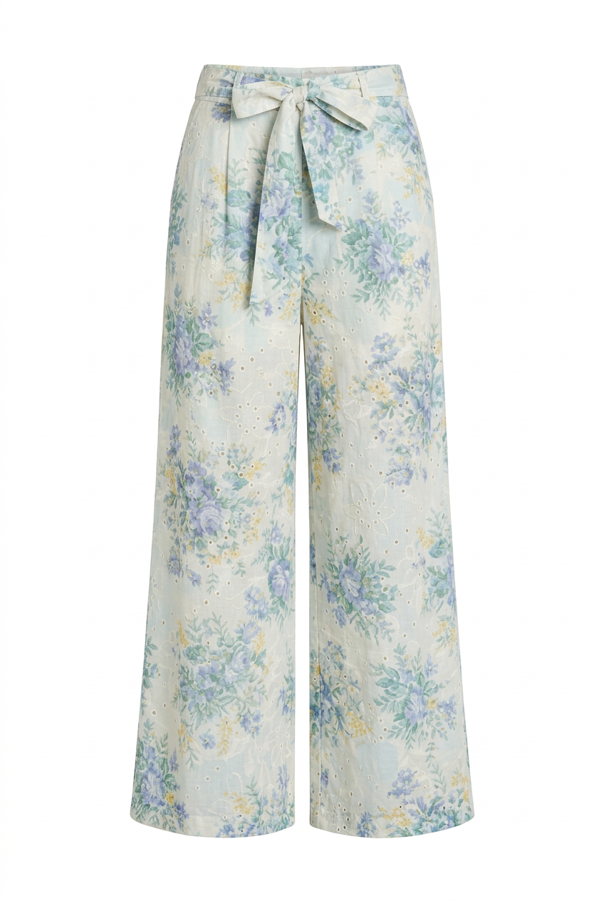 Pantalon Fluide Fleurie Bleu – Pavillon Azuré – MJ276372