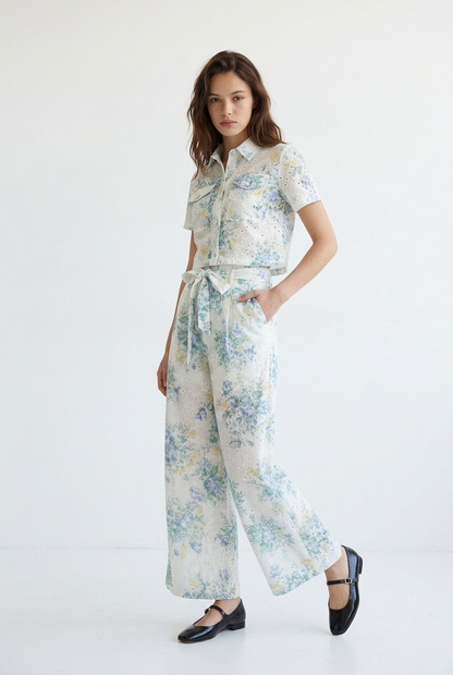 Pantalon Fluide Fleurie Bleu – Pavillon Azuré – MJ276372