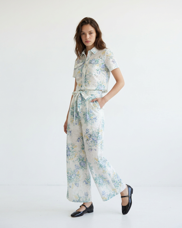 Blue Botanical Crop Shirt – Pavillon Azuré – MJ276371