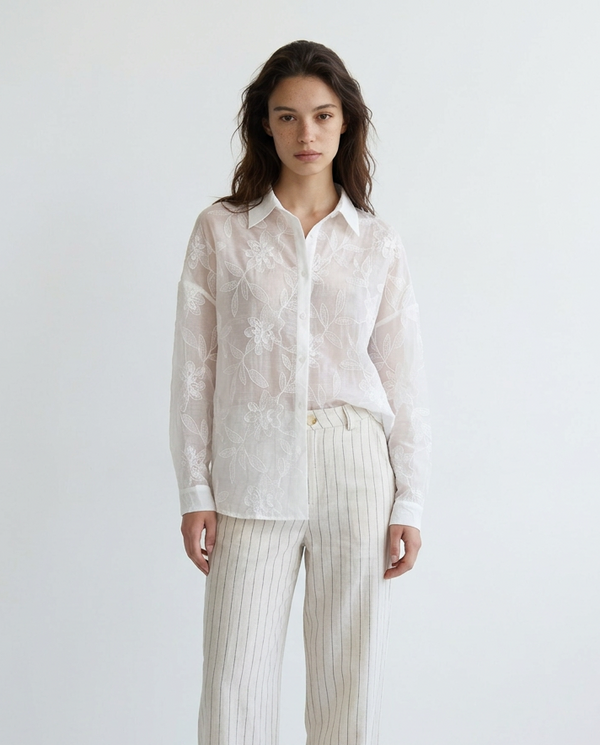 Ivory Sheerline Blouse – Ligne Opaline – MJ271681