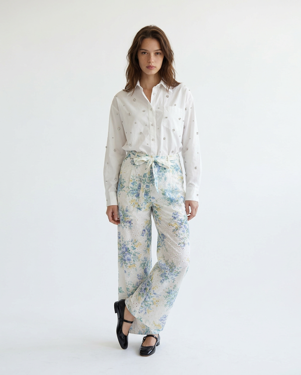 Blue Botanical Flow Trousers – Pavillon Azuré – MJ276372
