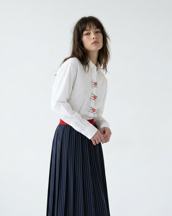 Cotton Statement-Button Shirt – Rive Céleste – MJ277129