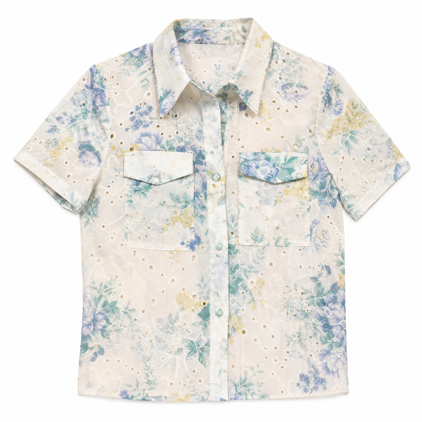 Chemise Courte Fleurie Bleu – Pavillon Azuré – MJ276371