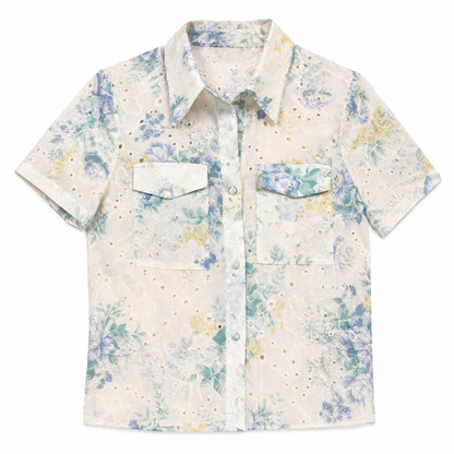 Chemise Courte Fleurie Bleu – Pavillon Azuré – MJ276371