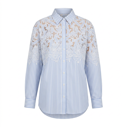 Chemise Bleu À Empiècement Dentelle – Maison Aurore – MJ277778